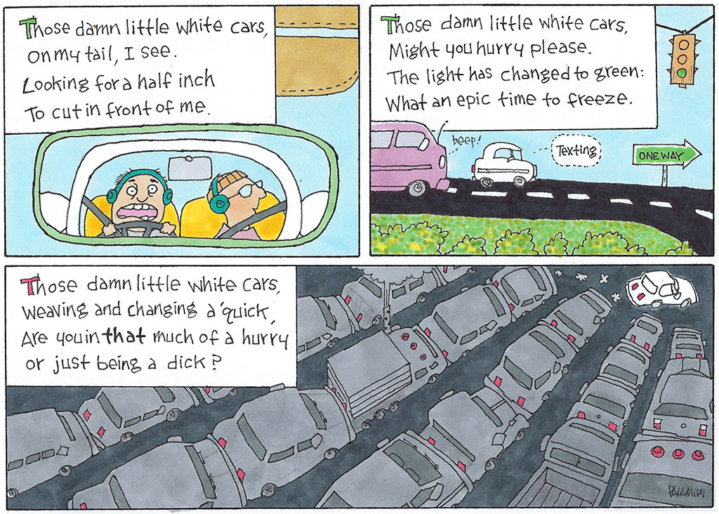 Those damn little white cars Editorial Cartoon